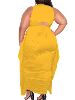 Two-Piece Plus Size Solid Color Fringe Skirt Set