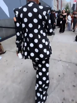 Two-Piece Polka Dot Print Pants Set with Belt