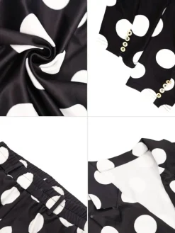 Two-Piece Polka Dot Print Pants Set with Belt