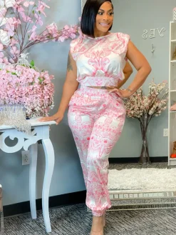 Two-Piece Print Pants Set