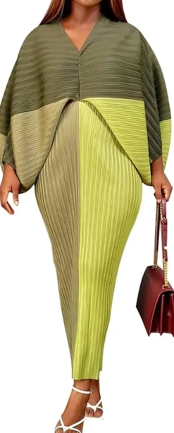 V Neck Bat Sleeve Floral Printed Dress