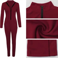 V Neck Long Sleeve Bodycon Jumpsuit