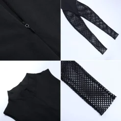 V Neck Sleeveless Bodycon Mesh Jumpsuit