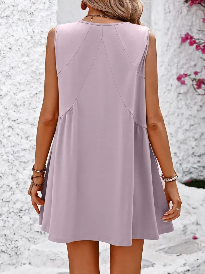 V Neck Sleeveless Loose Mini Dress