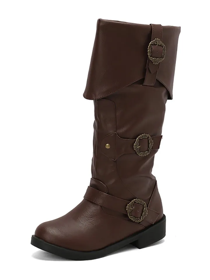 Vintage Buckle Belted Boots