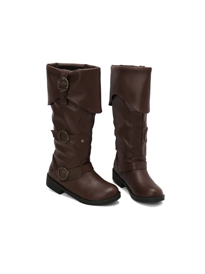 Vintage Buckle Belted Boots