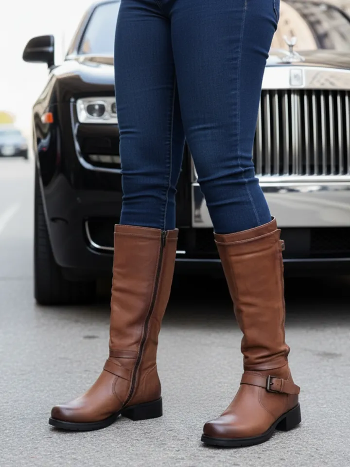 Vintage Buckle Riding Boots