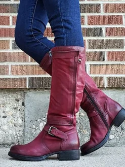 Vintage Buckle Riding Boots