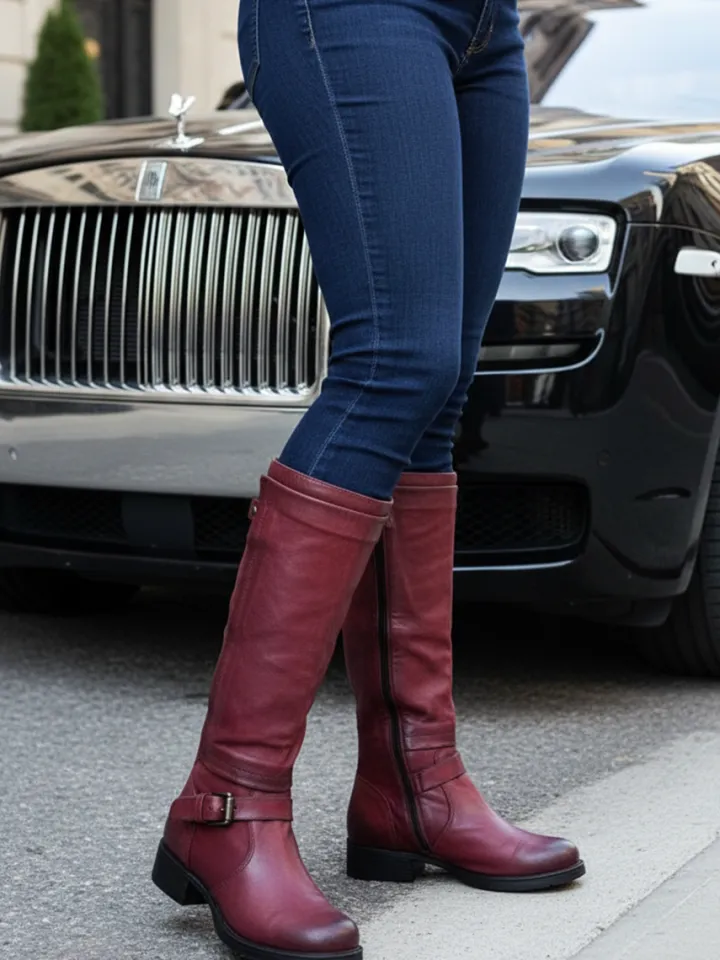 Vintage Buckle Riding Boots