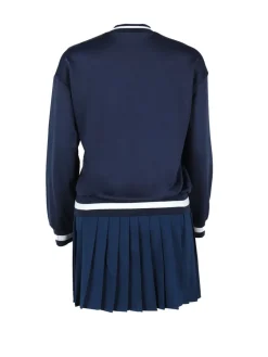 Vintage Tennis Print Sweatshirt Pleated Skirt Set