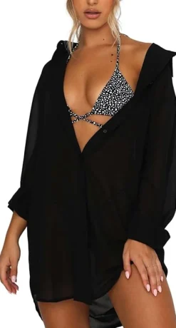 V-Neck Button Down Bikini Cover Up