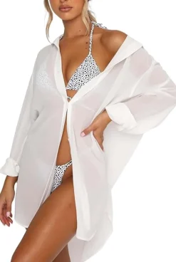 V-Neck Button Down Bikini Cover Up