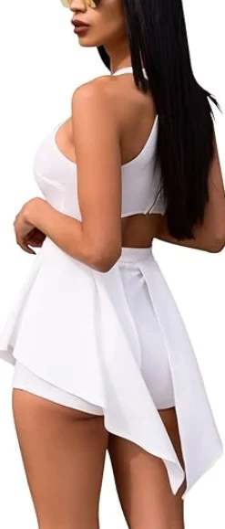 Zipper Halter Sleeveless Irregular Jumpsuit