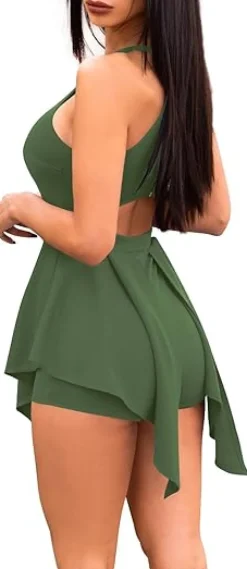 Zipper Halter Sleeveless Irregular Jumpsuit