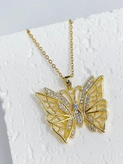Zircon Butterfly Pendant Necklaces