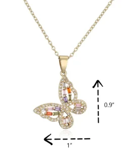 Zircon Butterfly Pendant Necklaces